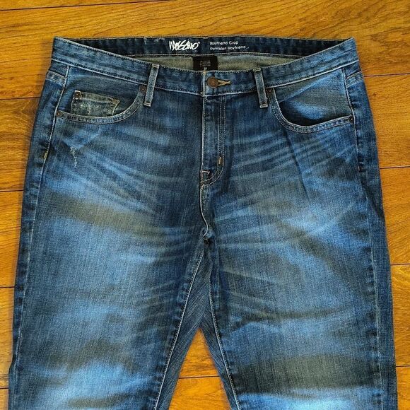 Mossimo Mid Rise Stretch Raw Hem Boyfriend Crop Jeans Size 10 - Picture 2 of 10